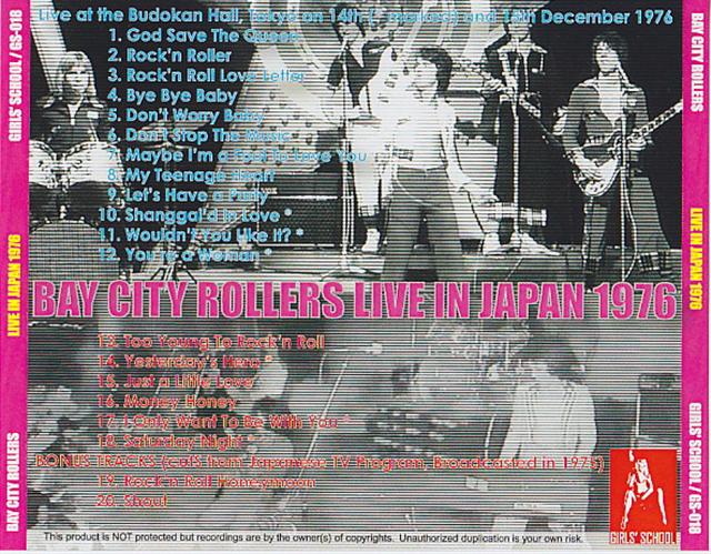 Bay City Rollers / Live In Japan 1976 /1CDR – GiGinJapan