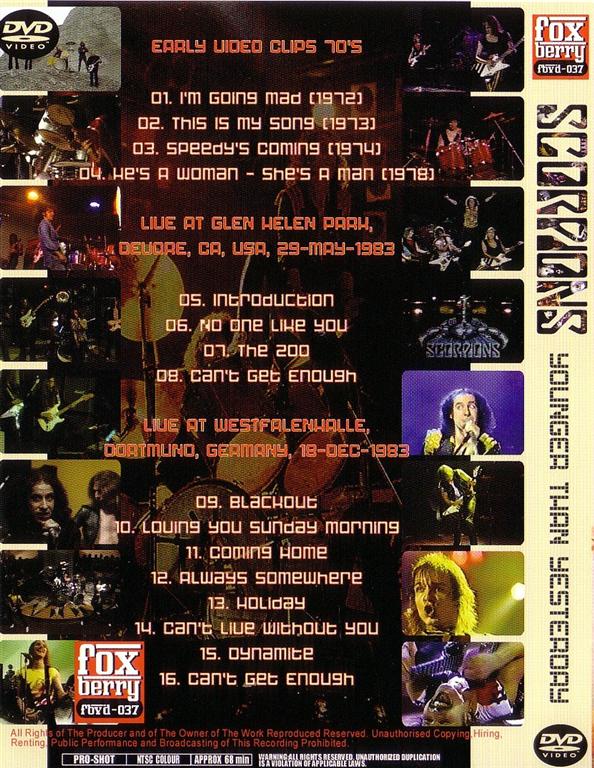 Scorpions / Younger Than Yesterday /1DVDR – GiGinJapan