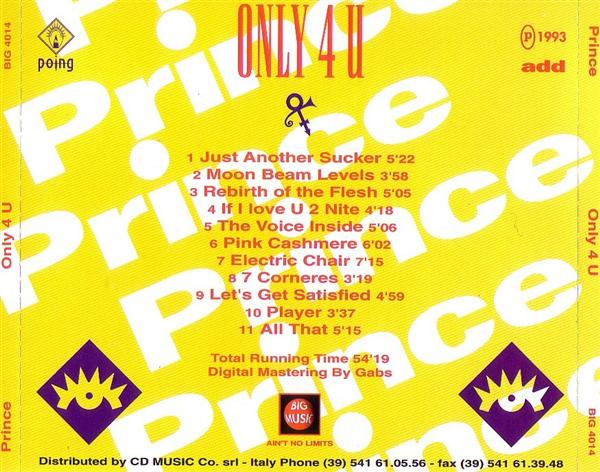 全国無料SALE4CD-BOX！Prince/ Only 4 U 洋楽