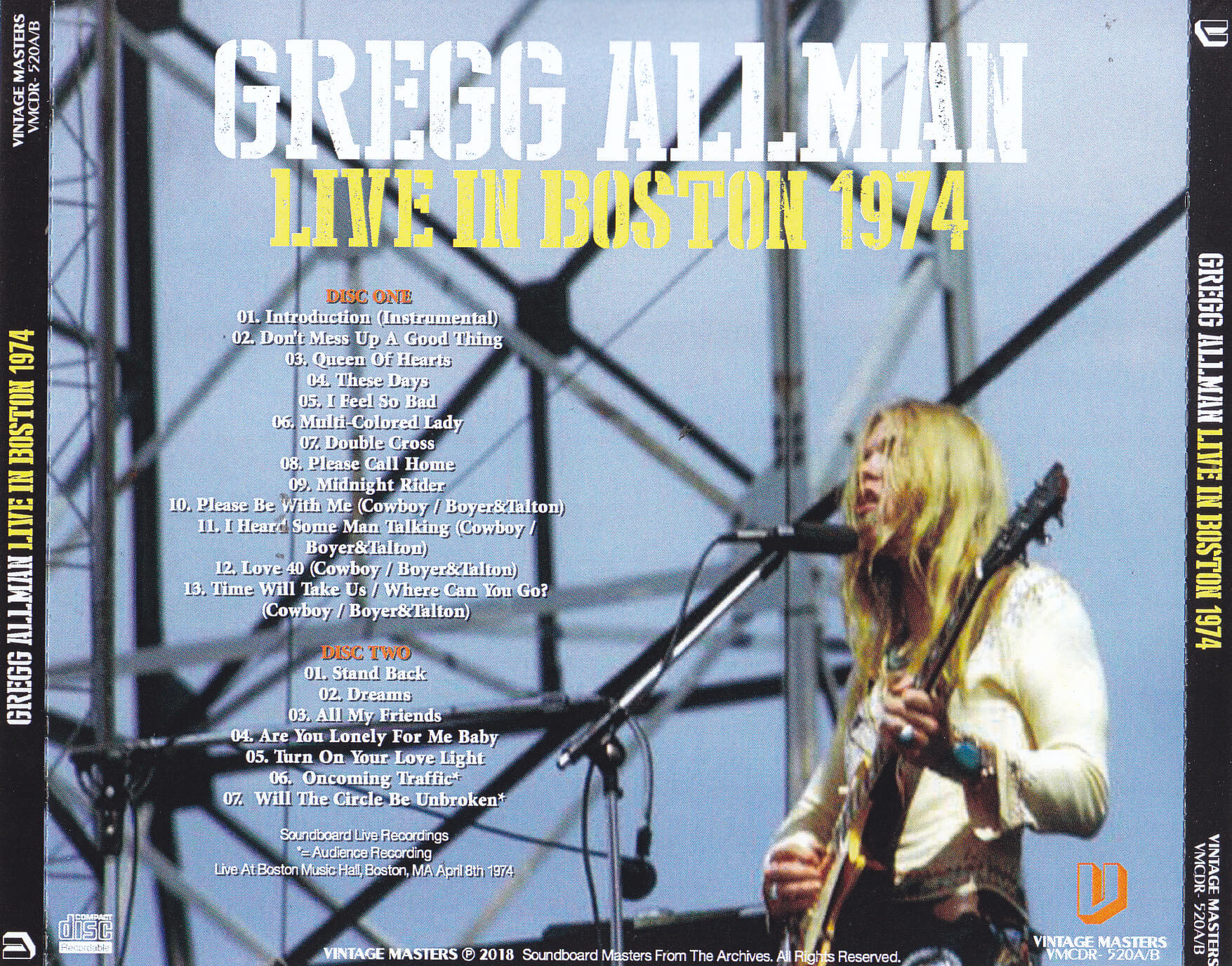 Gregg Allman / Live In Boston 1974 / 2CDR – GiGinJapan