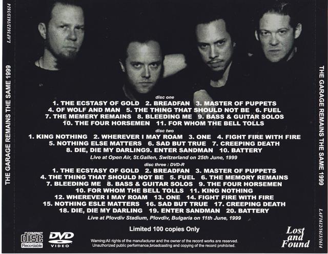 Metallica / The Garage Remains The Same 1999 / 2CDR+1DVDR – GiGinJapan