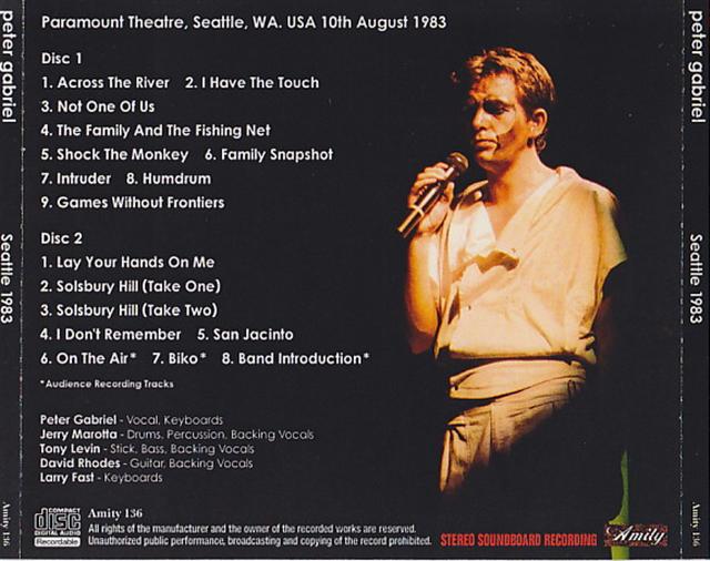 Peter Gabriel / Seattle 1983 / 2CDR GiGinJapan