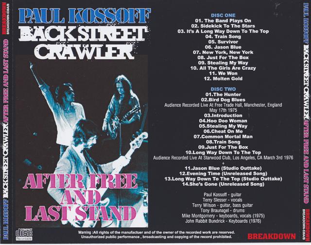 Paul Kossoff / Backstreet Crawler After Free And Last Stand / 2CDR