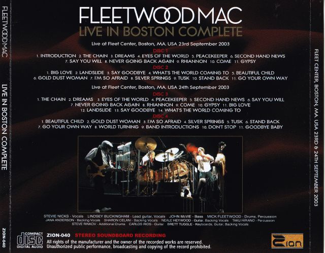 期間限定特価 Fleetwood Mac フリートウッドマック / Live In Boston W 