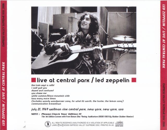 Led Zeppelin / Live At Central Park / 1CD – GiGinJapan
