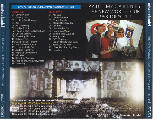 Paul McCartney / The New World Tour 1993 Tokyo 1st / 2CD Wx OBI Strip –  GiGinJapan