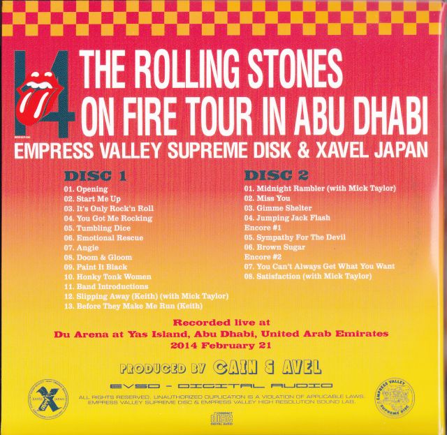 Rolling Stones / 14 On Fire Tour In Abu Dhabi / 2CD+2Bonus CD Digipak –  GiGinJapan