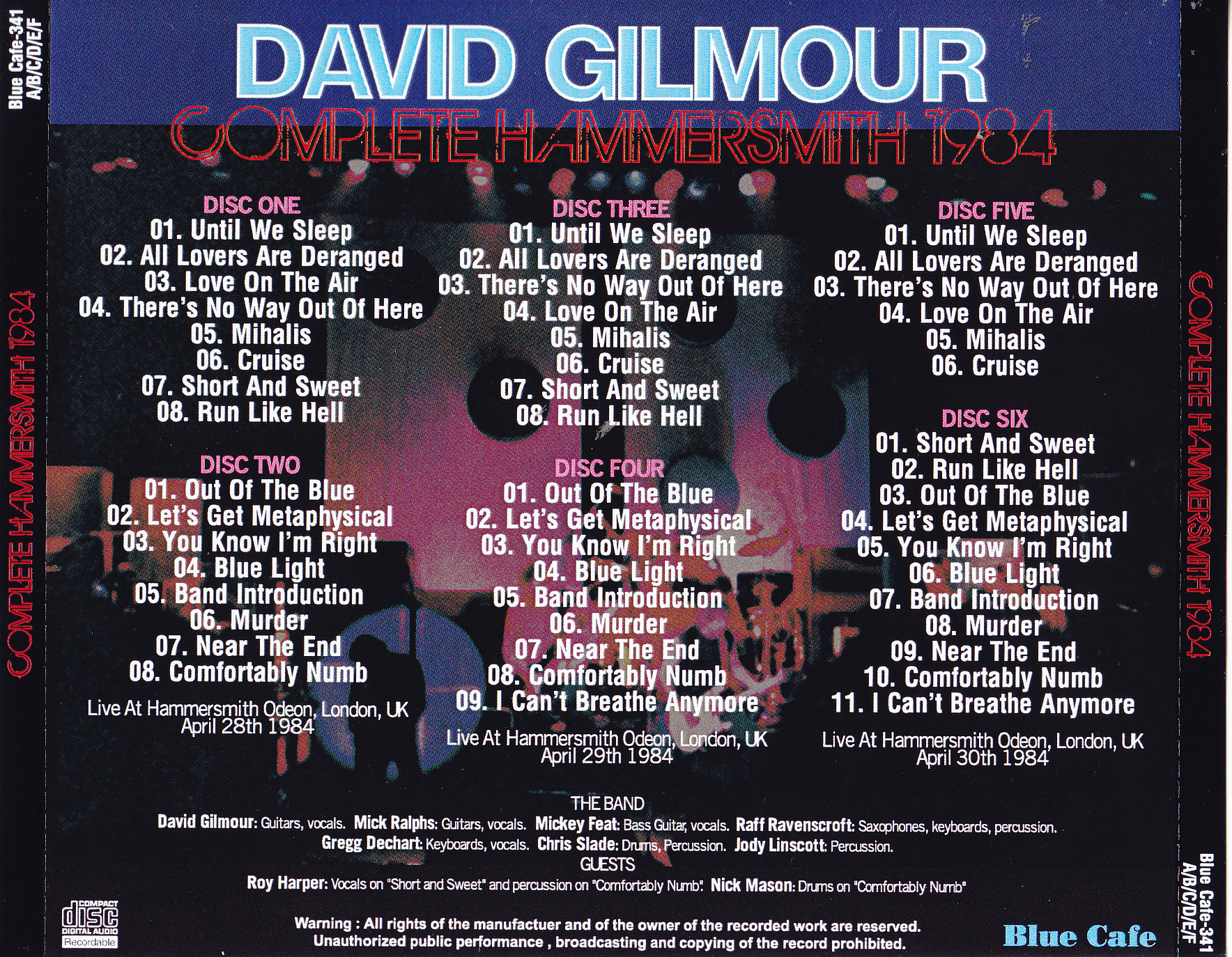 David Gilmour / Complete Hammersmith 1984 / 6CDR – GiGinJapan