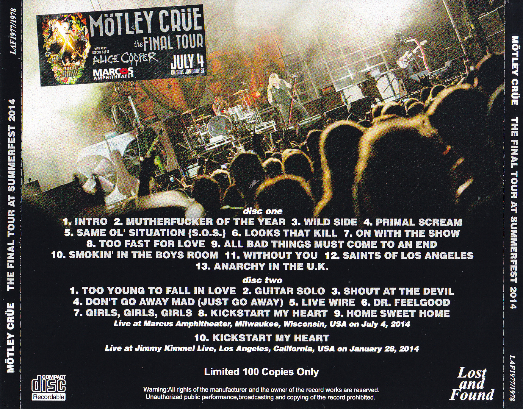 Motley Crue / The Final Tour At Summerfest 2014 / 2CDR – GiGinJapan