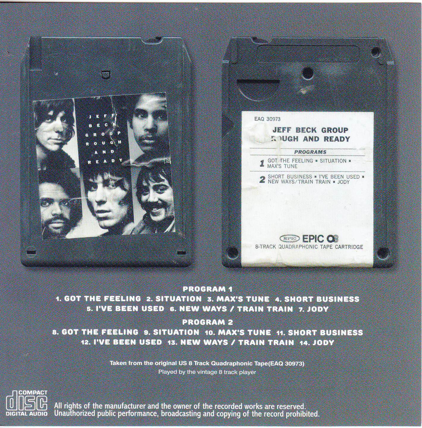 Jeff Beck Group / Rough And Ready Quadraphonic 8 Track Tape / 1CD