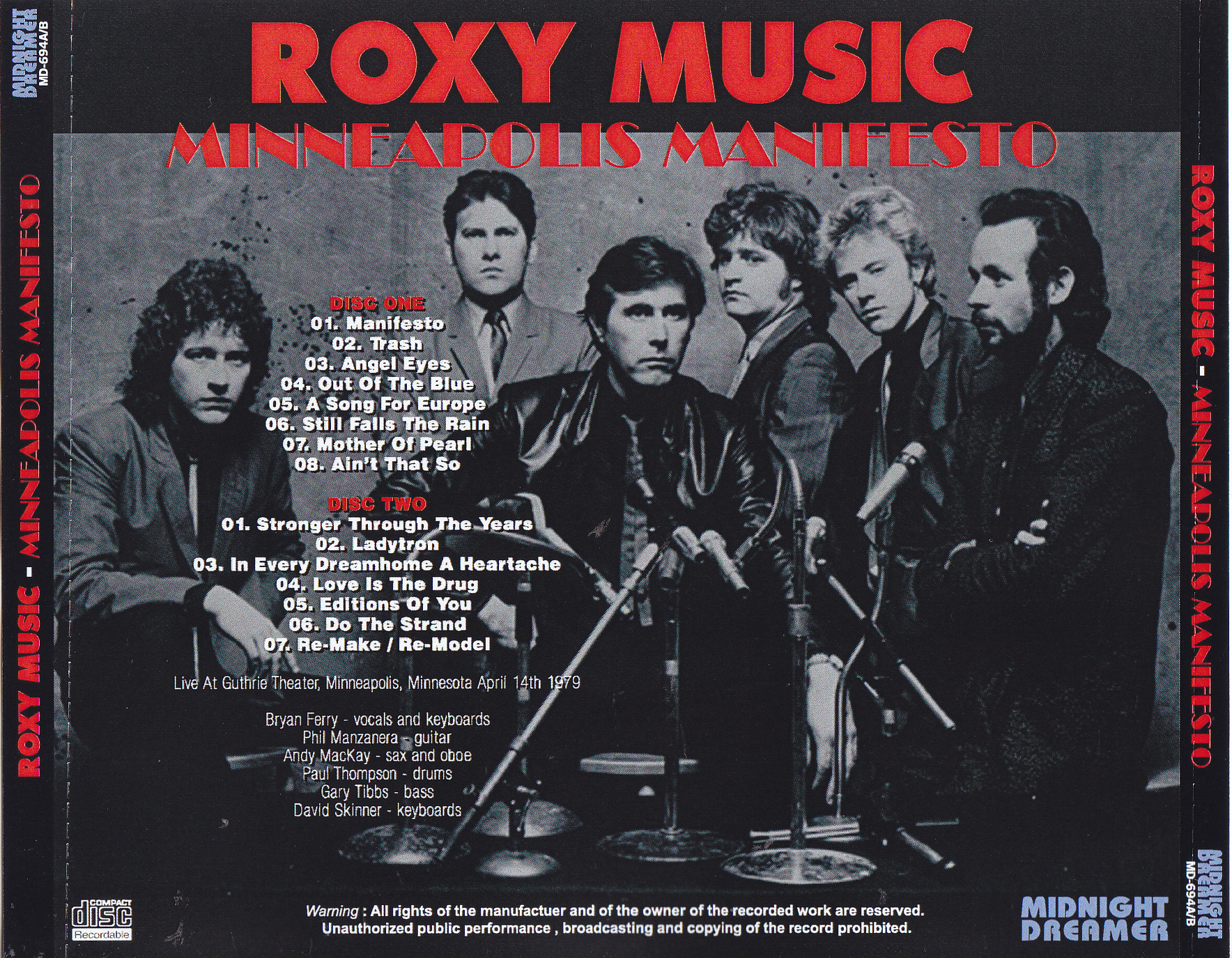 Roxy Music / Minneapolis Manifesto / 2CDR – GiGinJapan