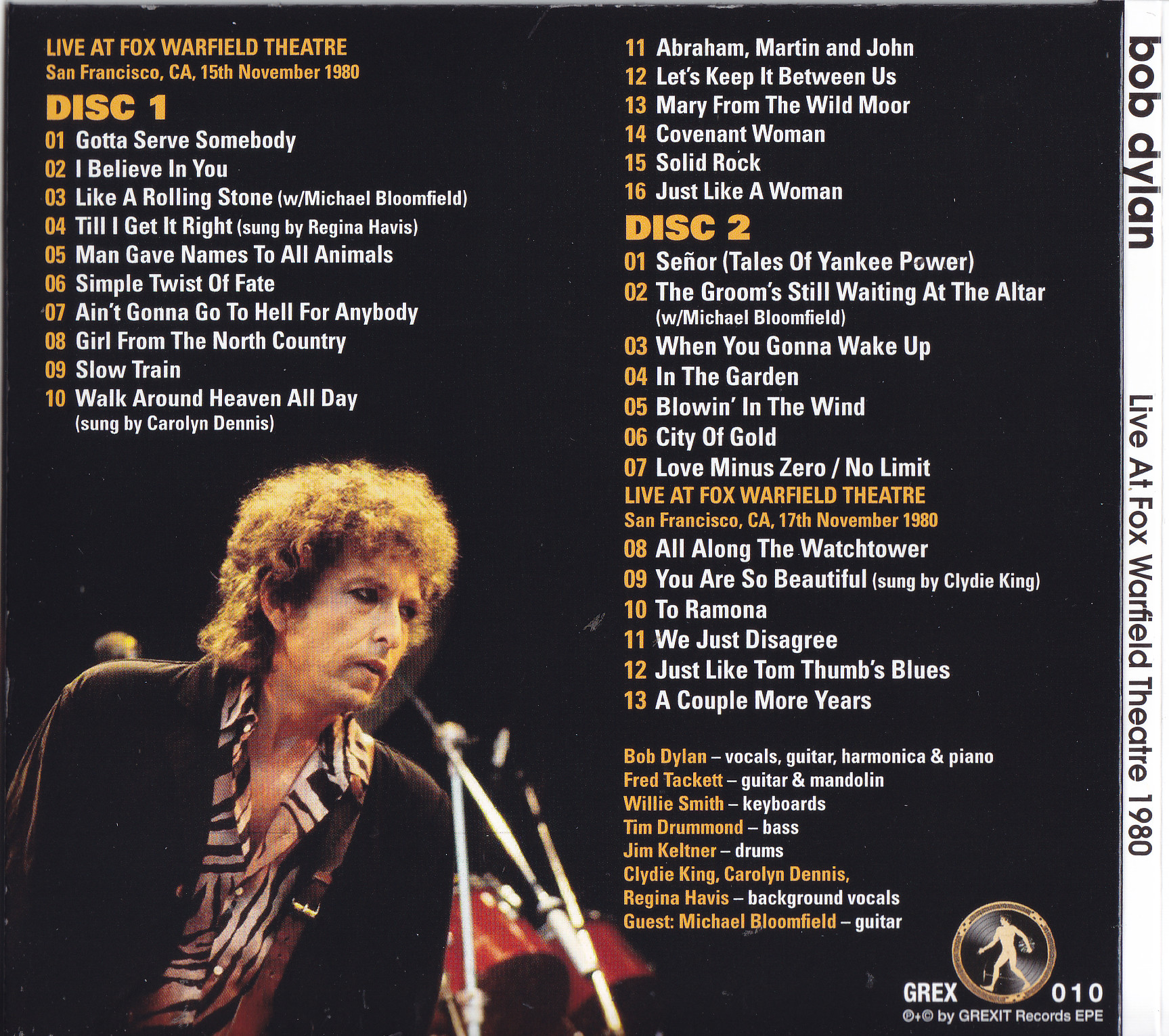 Bob Dylan / Live At Fox Warfield Theatre 1980 / 2CD Papersleeves