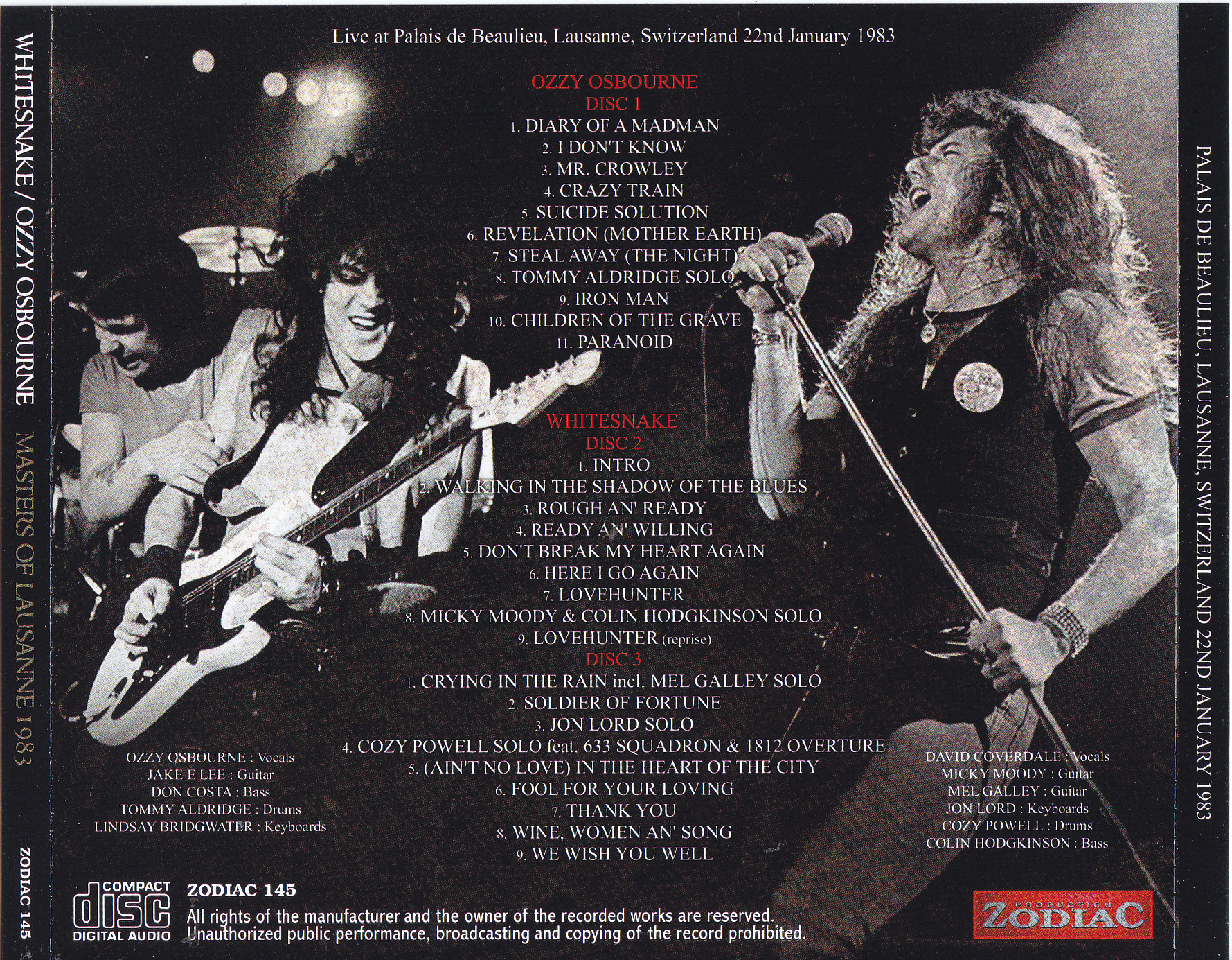 Whitesnake & Ozzy Osbourne / Masters of Lausanne 1983 / 3CD