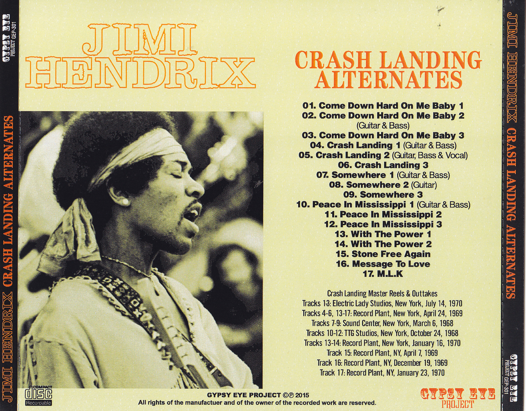 Jimi Hendrix / Crash Landing Alternates / 1CDR – GiGinJapan