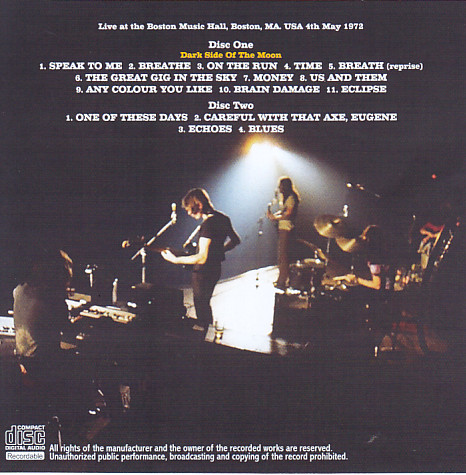 Pink Floyd / Boston Music Hall 1972 / 2CDR – GiGinJapan
