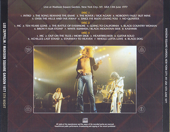 Led Zeppelin / Madison Square Garden 1977 5th Night / 3CDR 