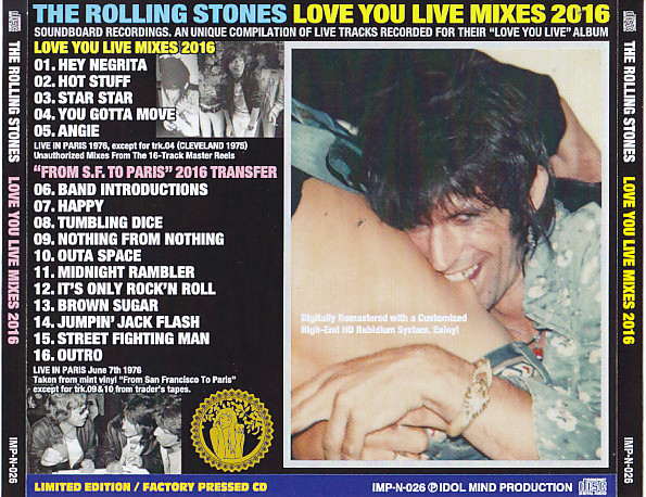 Rolling Stones / Love You Live Mixes 2016 / 1CD – GiGinJapan