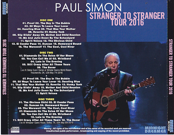 Paul Simon / Stranger To Stranger Tour 2016 / 3CDR – GiGinJapan