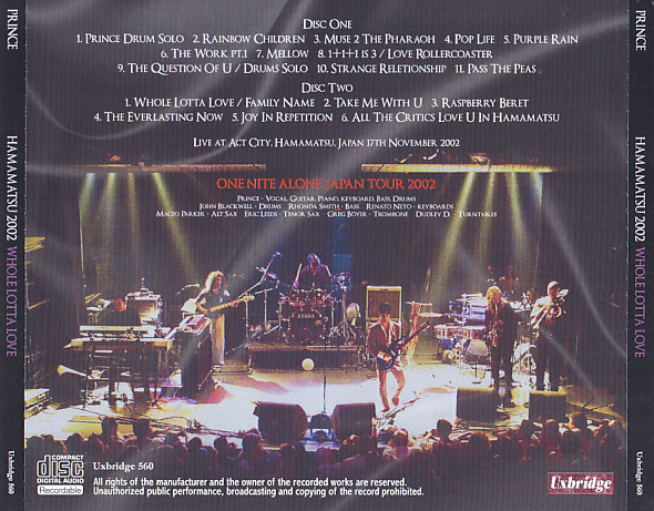 Prince / Hamamatsu 2002 Whole Lotta Love / 2CDR – GiGinJapan