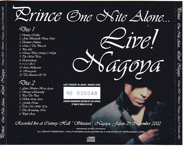 Prince / One Nite Alone Live Nagoya / 2CD – GiGinJapan