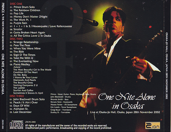 Prince / One Nite Alone In Osaka / 3CD – GiGinJapan