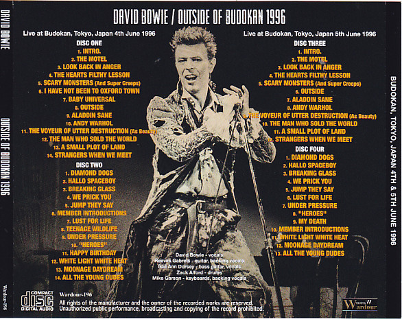 David Bowie / Outside Of Budokan 1996 / 4CD – GiGinJapan