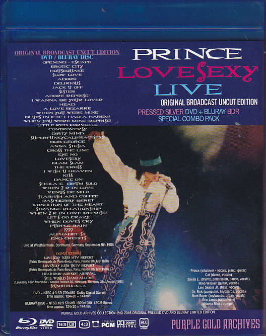 Prince / Lovesexy Live Original Broadcast Uncut Edition / 1DVD+ 