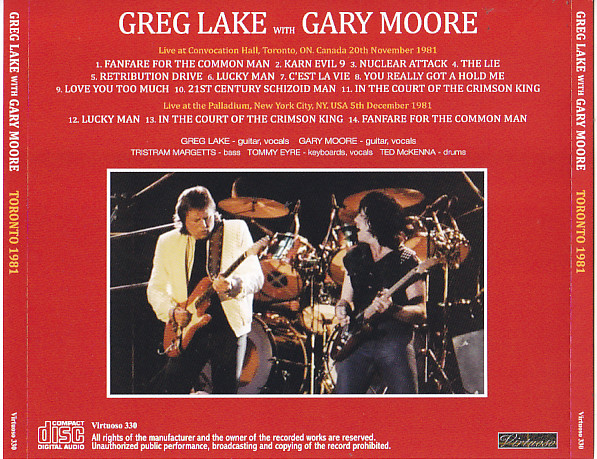 Greg Lake With Gary Moore / Toronto 1981 / 1CD – GiGinJapan