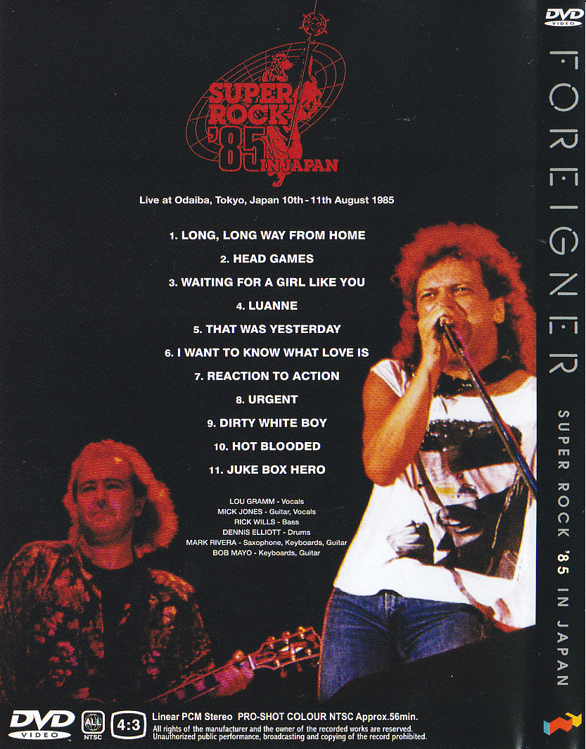 Foreigner / Super Rock '85 In Japan / 1DVD +1Bonus Single DVDR