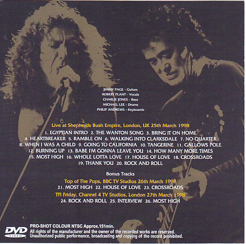 Jimmy Page & Robert Plant / Shepherds Bush 1998 Multitrack Master