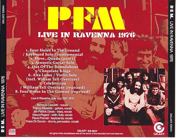 Premiata Forneria Marconi (PFM) / Live In Ravenna 1976 / 1CDR