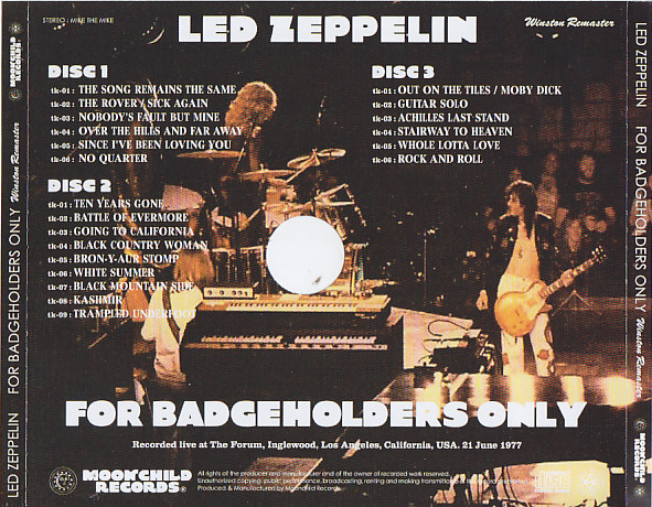 Led Zeppelin / For Badgeholders only Winston Remaster / 3CD