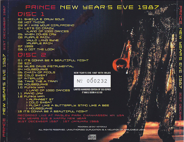 Prince / New Years Eve 1987 / 2CD – GiGinJapan
