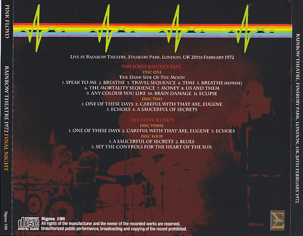Pink Floyd / Rainbow Theatre 1972 Final Night / 4CD – GiGinJapan