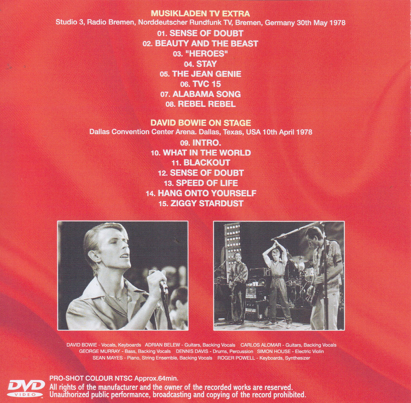 David Bowie / Transmission Musikladen 1978 / 1CD+1Bonus DVDR – GiGinJapan