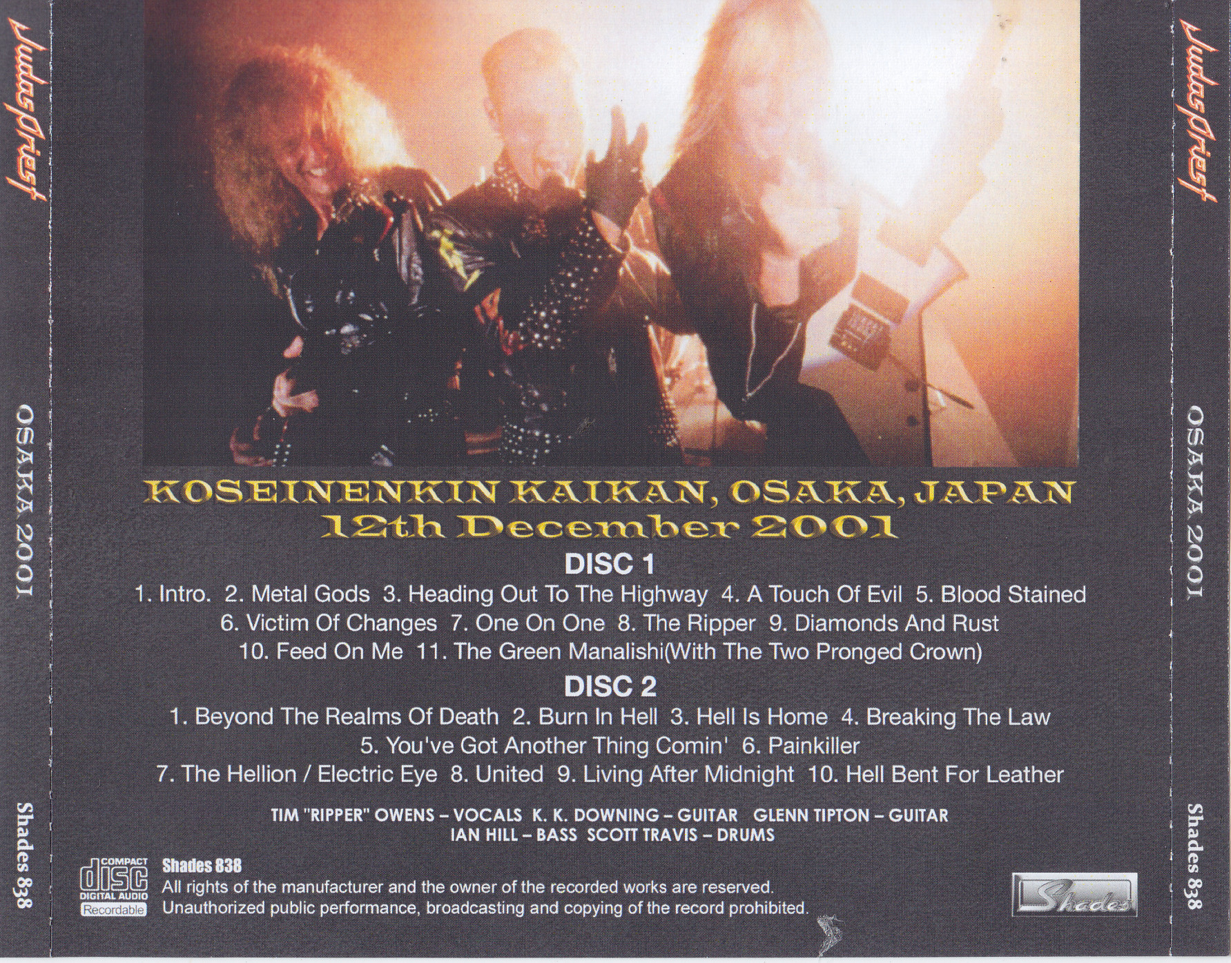 Judas Priest / Osaka 2001 / 2CDR – GiGinJapan