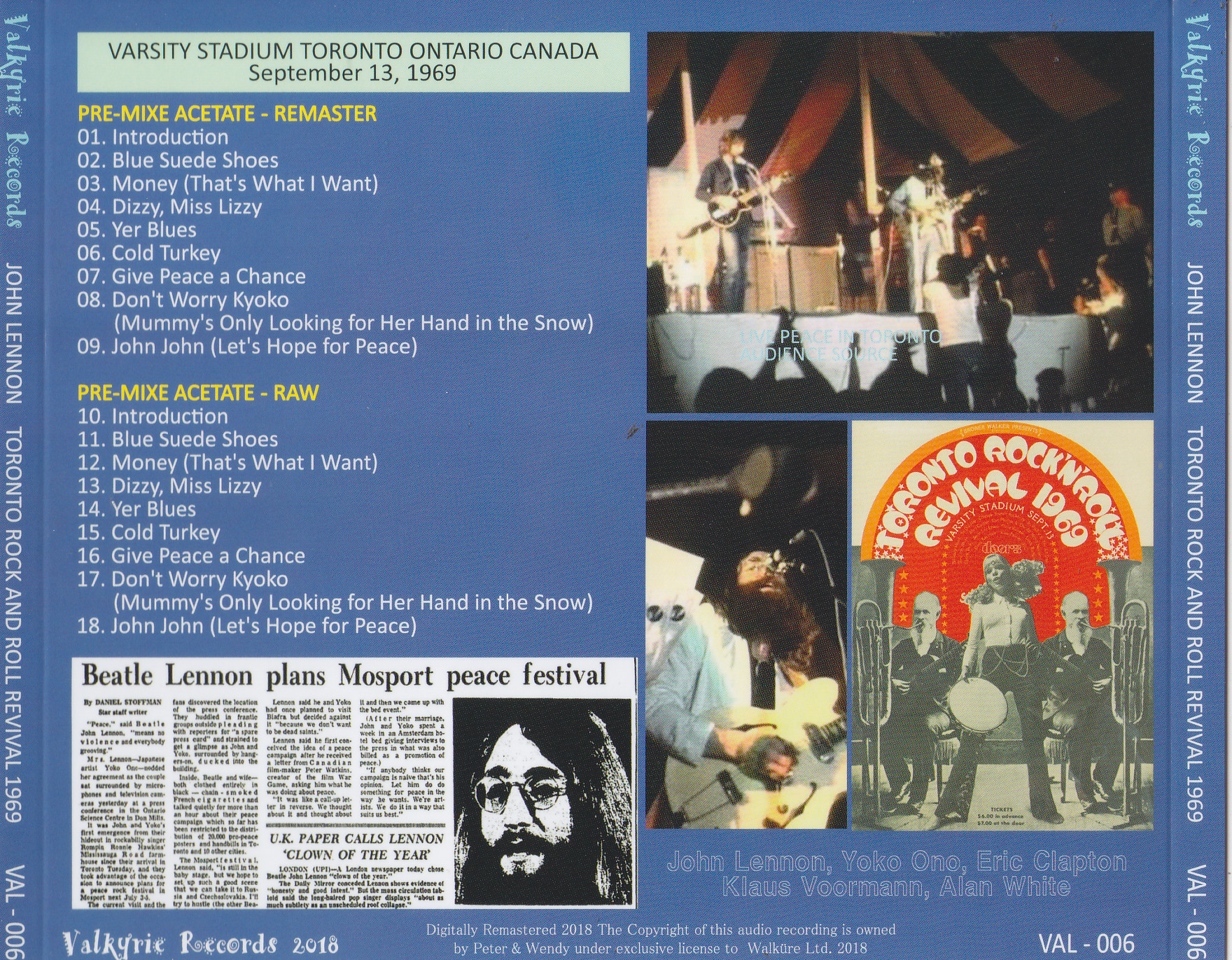 John Lennon / Toronto Rock And Roll Revival 1969 / 1CD – GiGinJapan