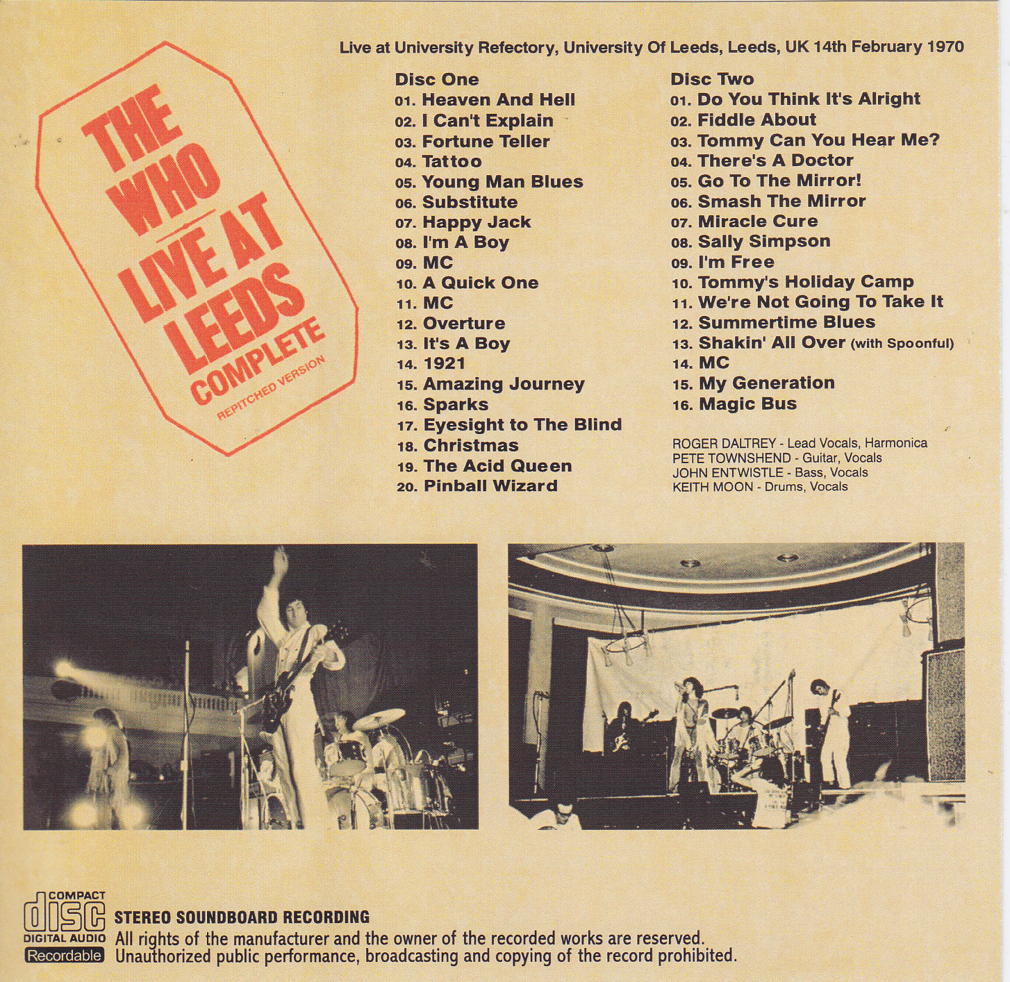 Who / Live At Leeds Complete Repitched Version / 2CDR – GiGinJapan