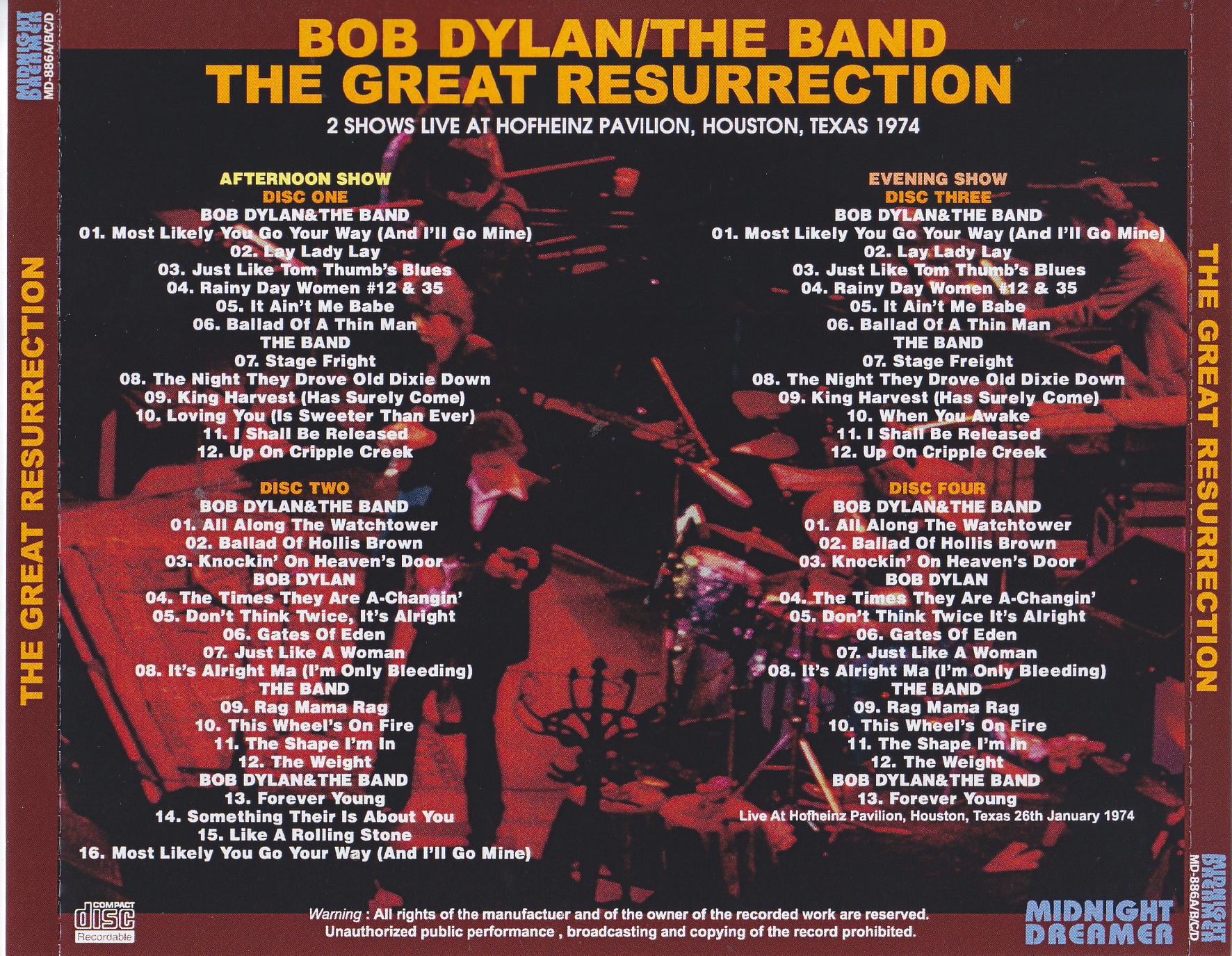 Bob Dylan u0026 The Band / The Great Resurrection / 4CDR – GiGinJapan