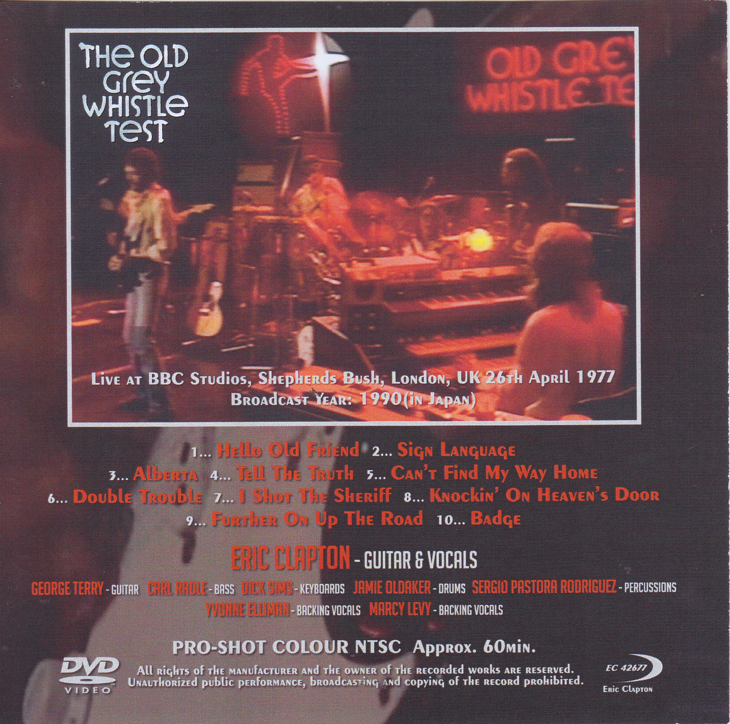 Eric Clapton / Old Grey Whistle Test 1977 / 1DVDR – GiGinJapan