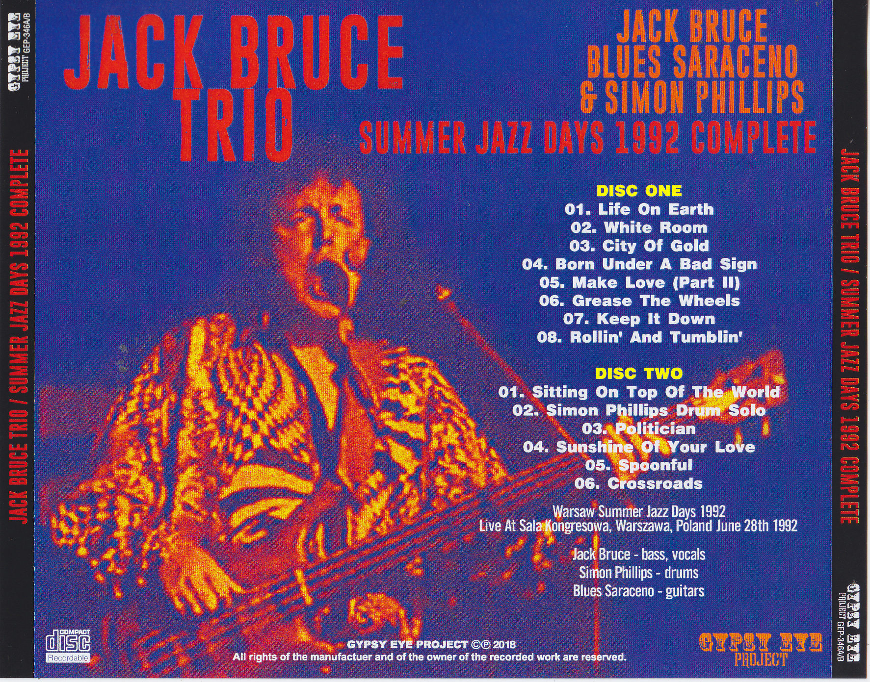 Jack Bruce Trio / Summer Jazz Days 1992 Complete / 2CDR – GiGinJapan