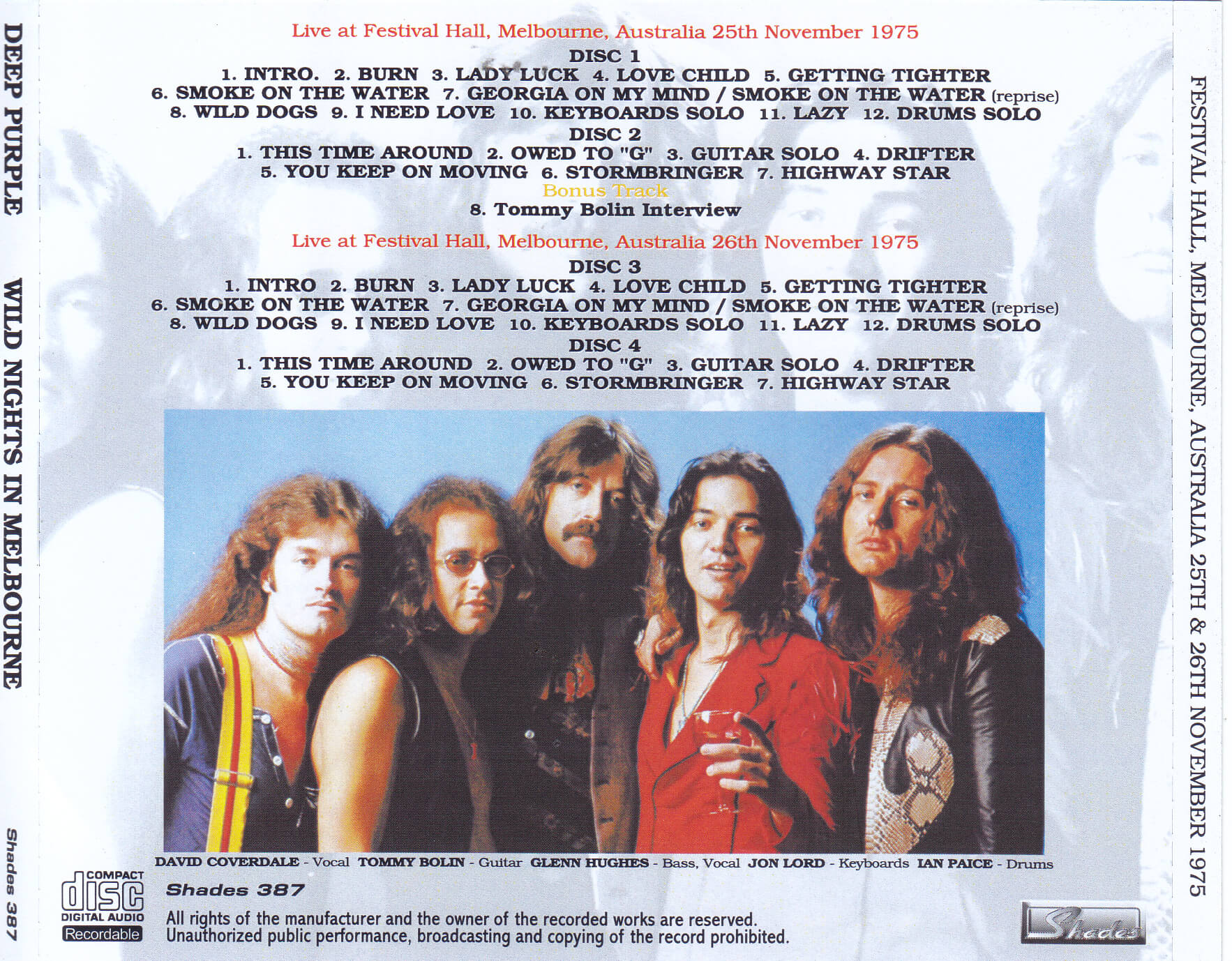 Deep Purple / Wild Nights In Melbourne / 4CDR – GiGinJapan