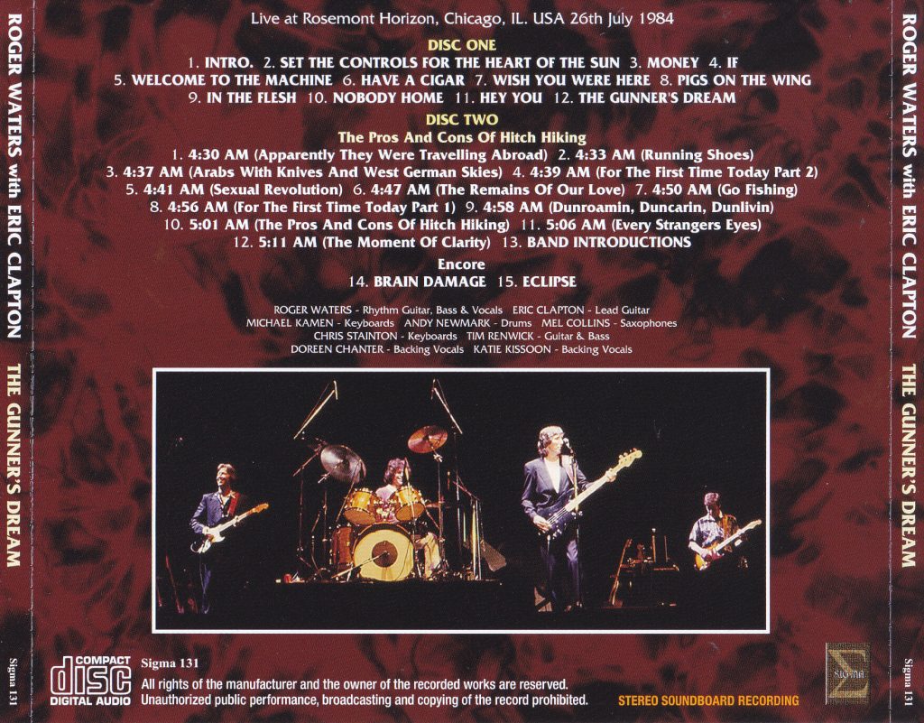 Roger Waters With Eric Clapton / The Gunners Dream-3rd Press / 2CD ...