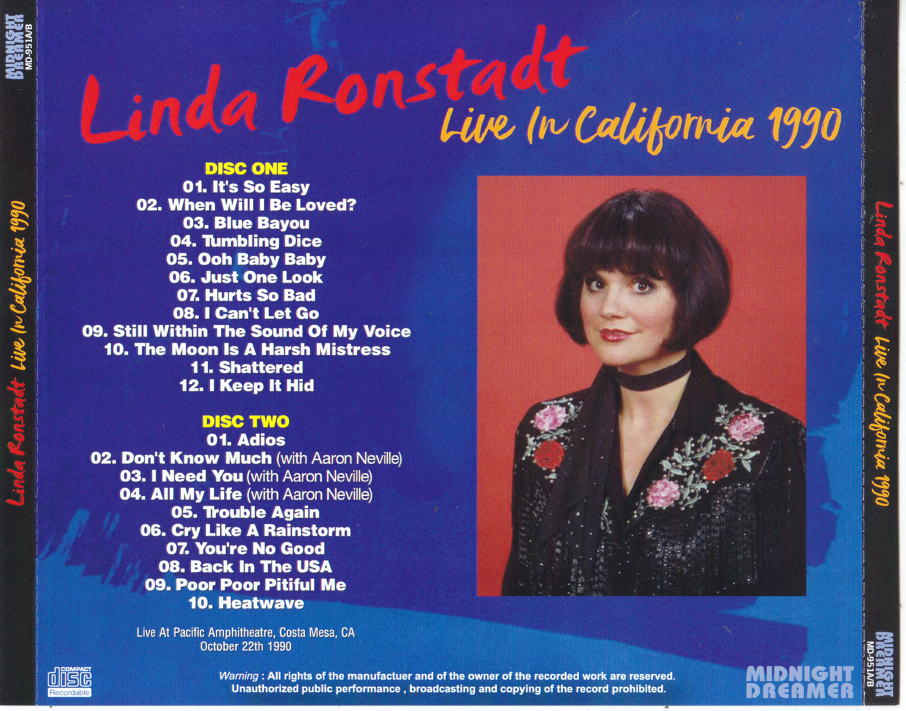 Linda Ronstadt / Live In California 1990 / 2CDR – GiGinJapan