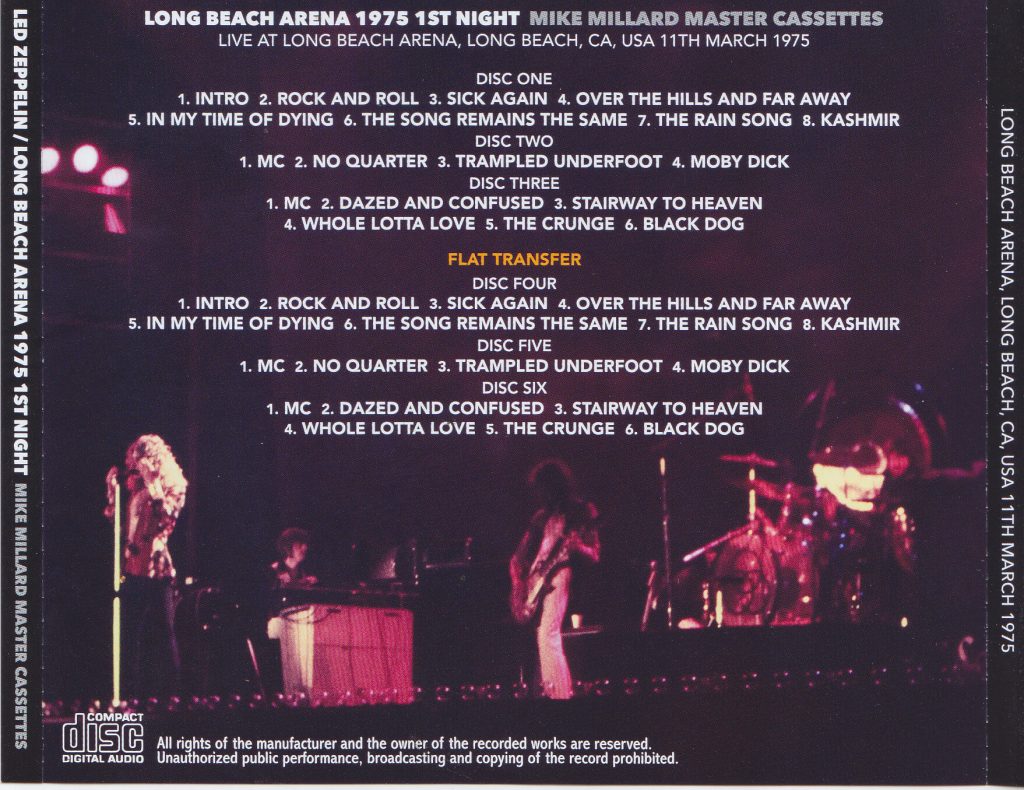 Led Zeppelin / Long Beach Arena 1975 1st Night Mike Millard Master ...