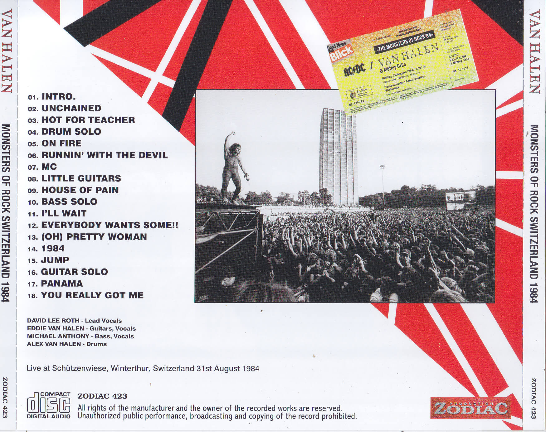 Van Halen / Monsters Of Rock Switzerland 1984 / 1CD – GiGinJapan