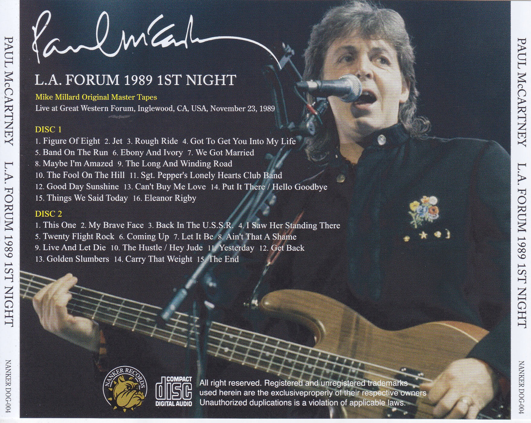 Paul McCartney / LA Forum 1989 1st Night / 2CD With OBI Strip – GiGinJapan
