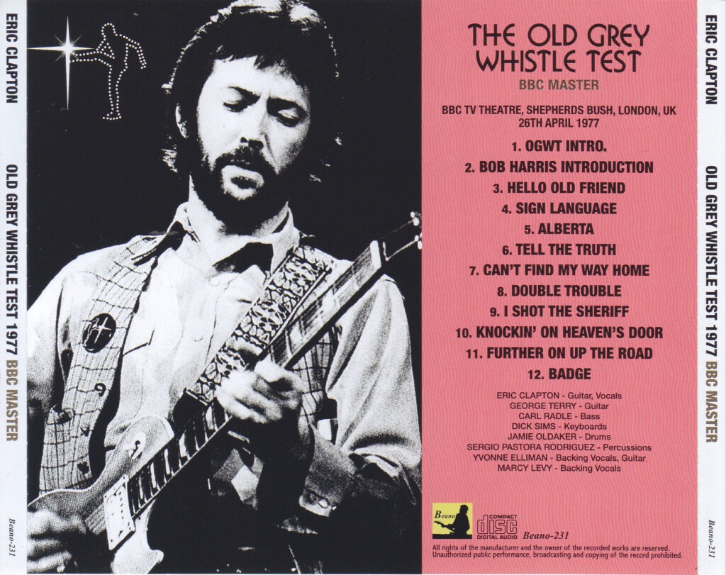 Eric Clapton / Old Grey Whistle Test 1977 BBC Master / 1CD+1Bonus DVDR ...