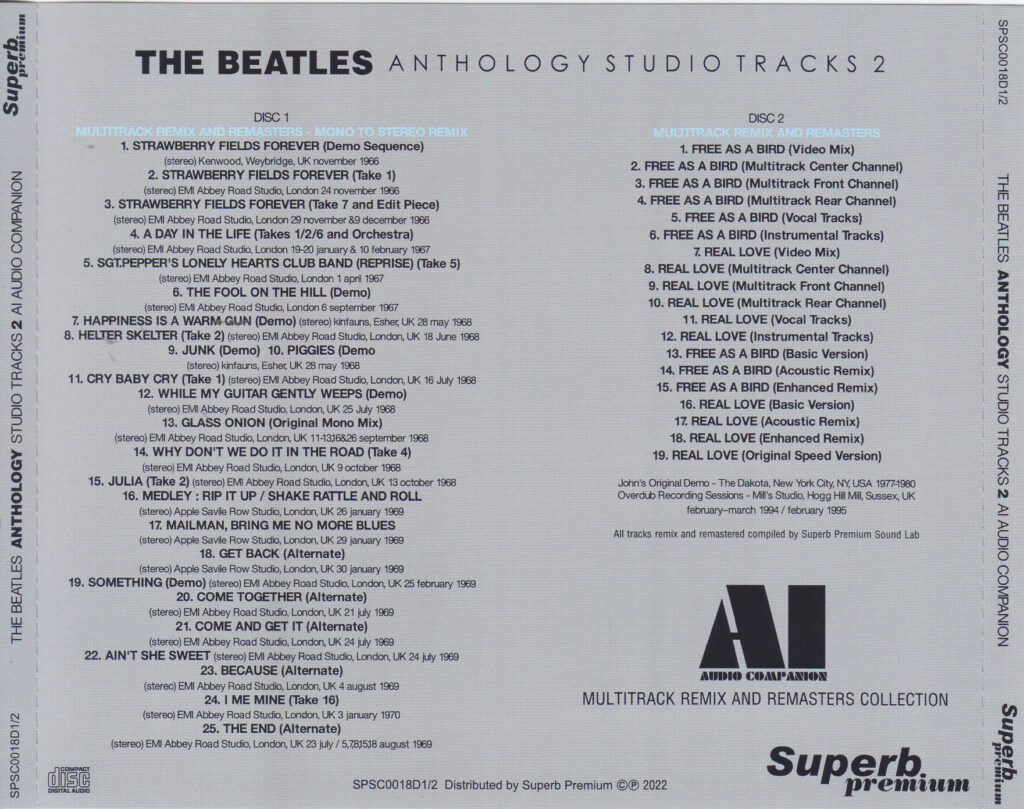 Beatles / Anthology Studio Tracks 2 AI Audio Companion / 2CD – GiGinJapan